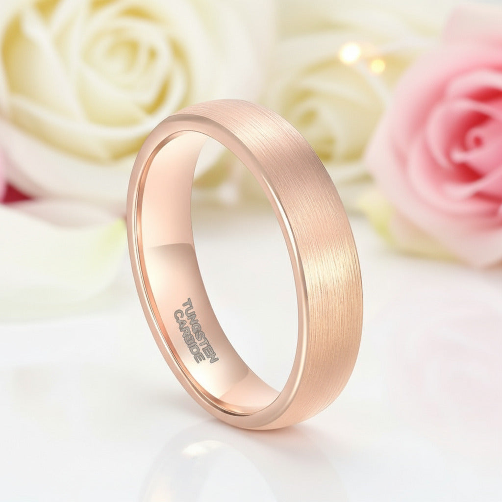 Brushed Tungsten Wedding Band-Black Diamonds New York