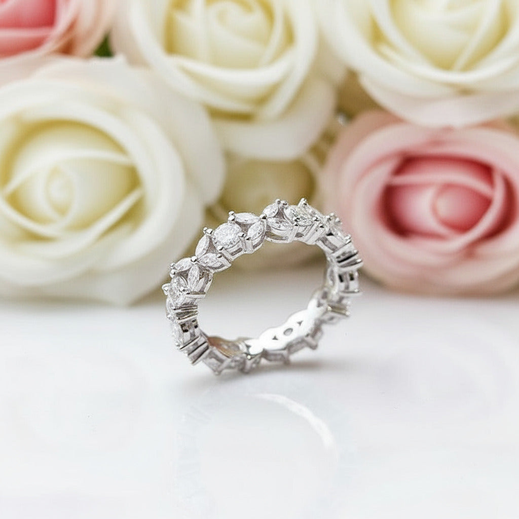 Butterfly Design Infinity Wedding Ring Band-Black Diamonds New York