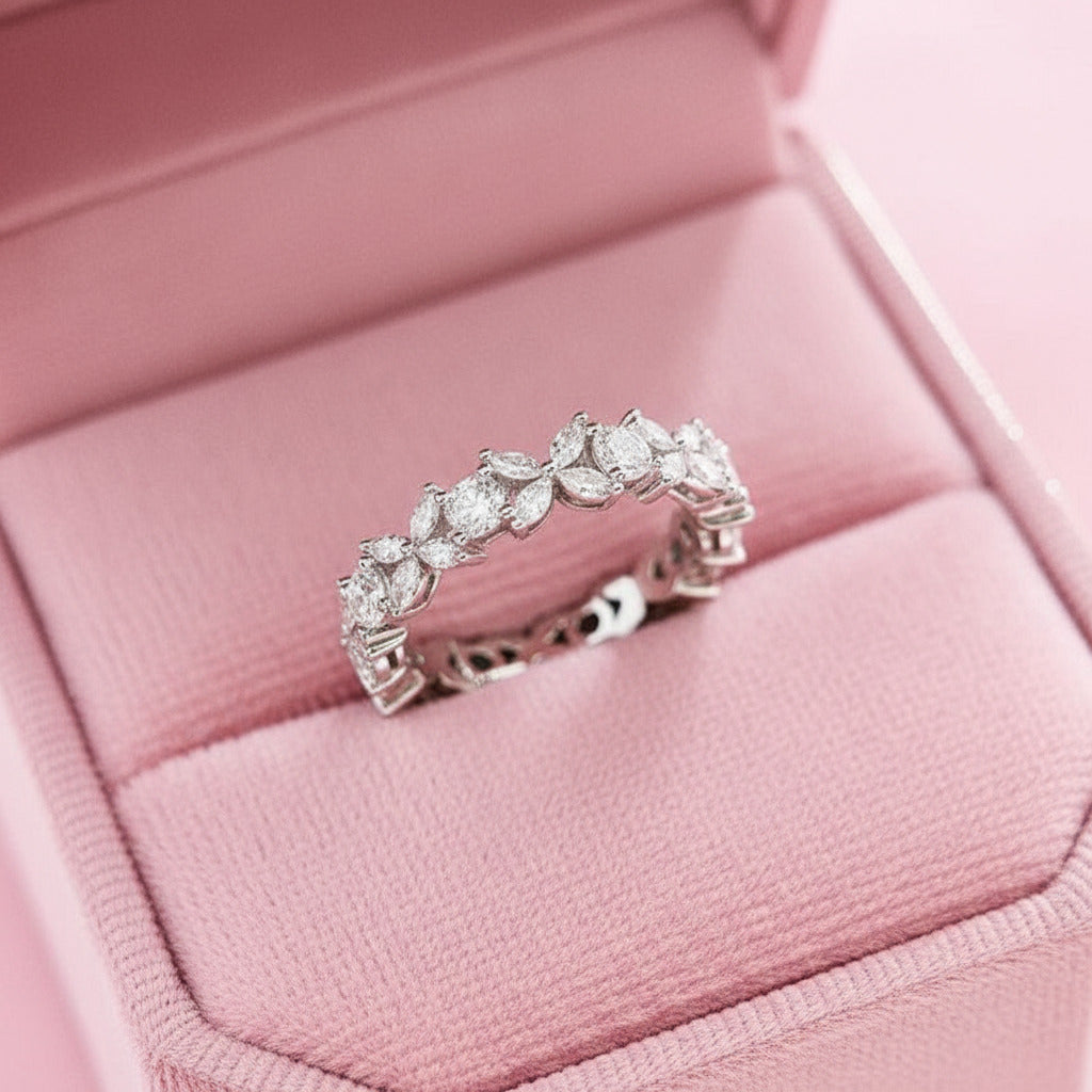 Butterfly Design Infinity Wedding Ring Band-Black Diamonds New York