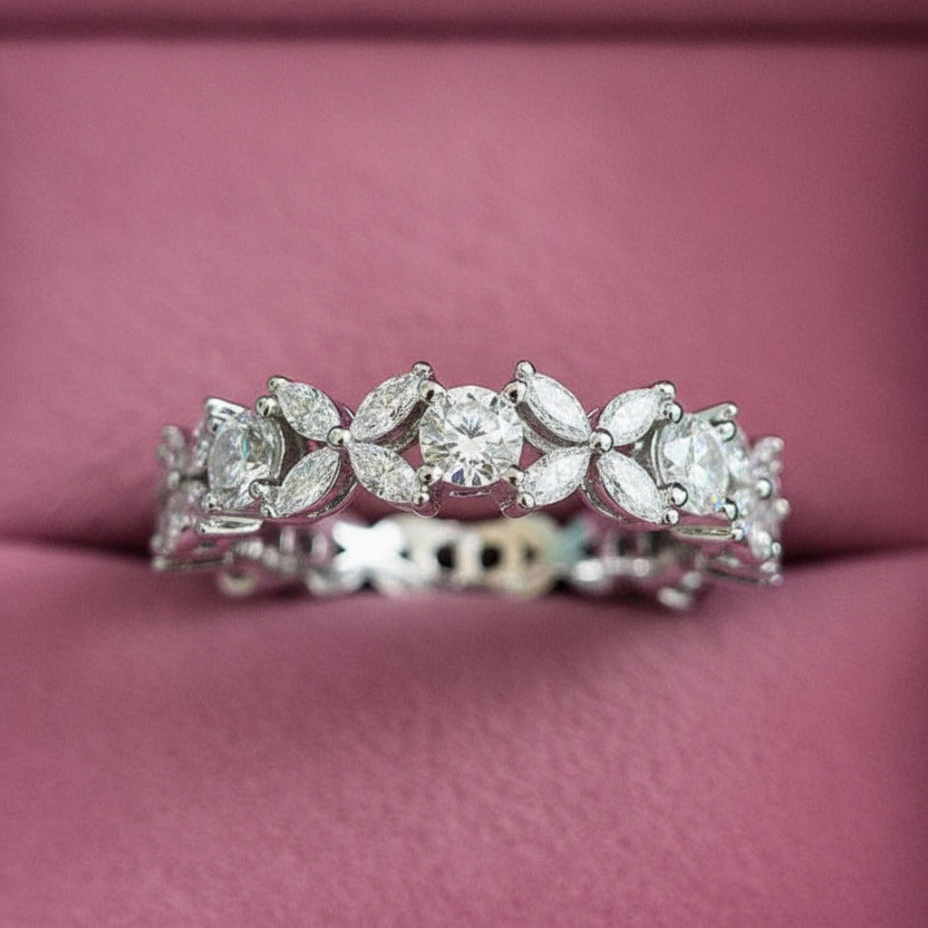 Butterfly Design Infinity Wedding Ring Band-Black Diamonds New York