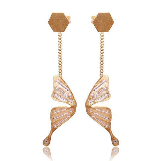 Butterfly Fashion Drop Earrings-Black Diamonds New York