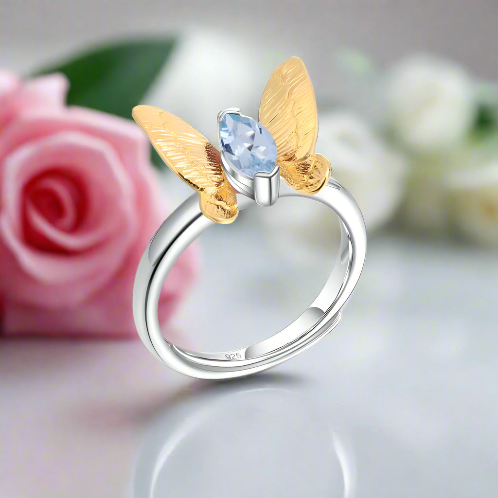 Butterfly Gemstone Ring-Black Diamonds New York