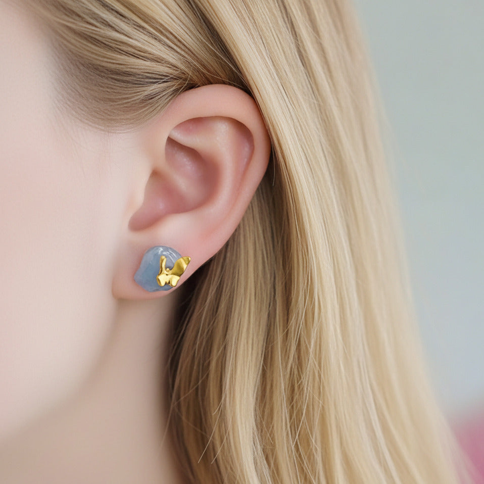 Butterfly Stud Earrings with Stones-Black Diamonds New York