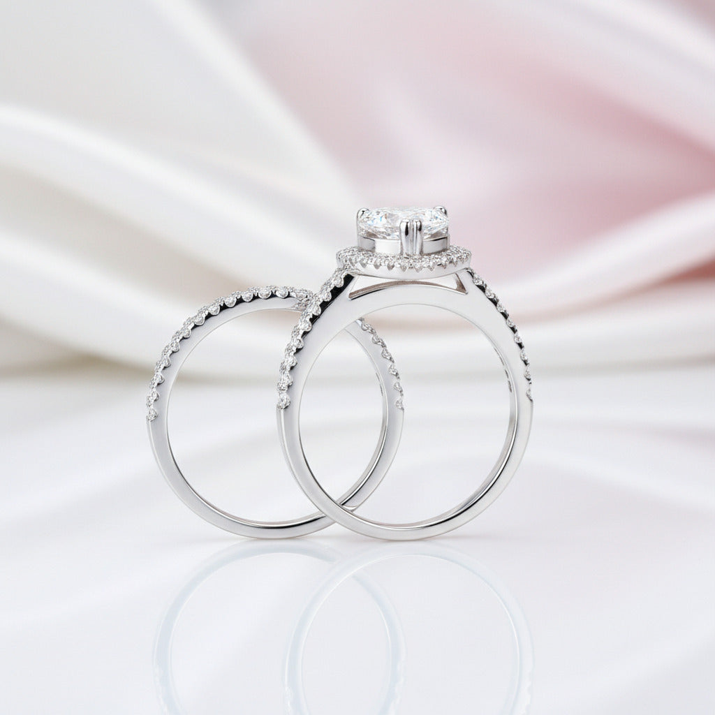 Pear-Cut Diamond Option Halo Engagement Ring Set-Black Diamonds New York