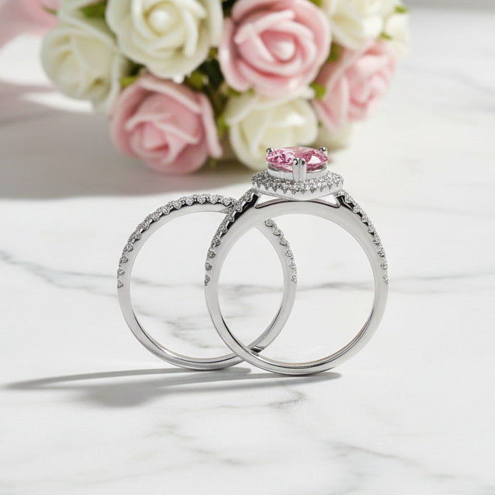Pear-Cut Diamond Option Halo Engagement Ring Set-Black Diamonds New York