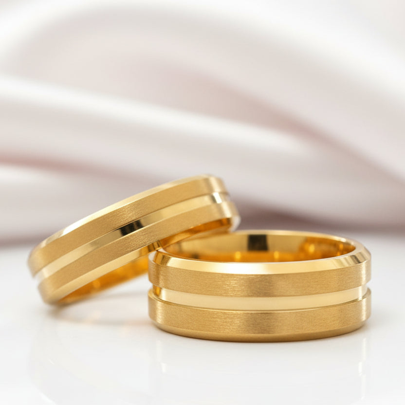 Center Groove Titanium Men's Wedding Band-Black Diamonds New York