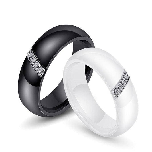Ceramic 6mm Wedding Band with Created Diamond-Black Diamonds New York