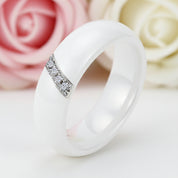 6mm Ceramic Dome Wedding Band with Diamond-Black Diamonds New York