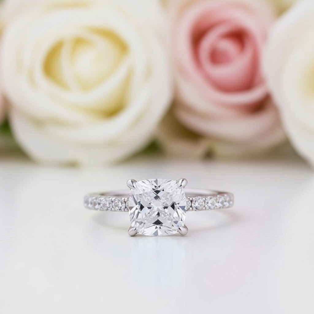 Diamond Cushion Cut 3-Pcs Wedding Ring-Black Diamonds New York