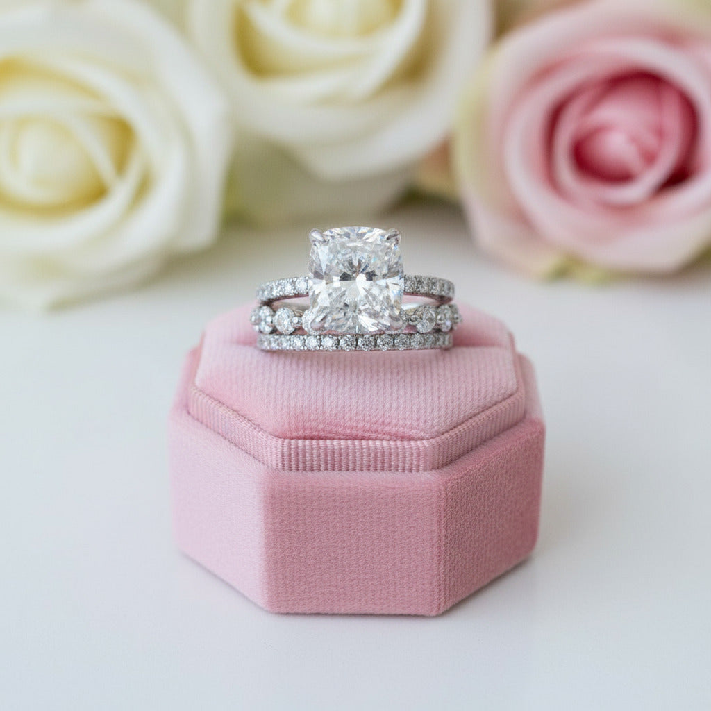 Diamond Cushion Cut 3-Pcs Wedding Ring-Black Diamonds New York