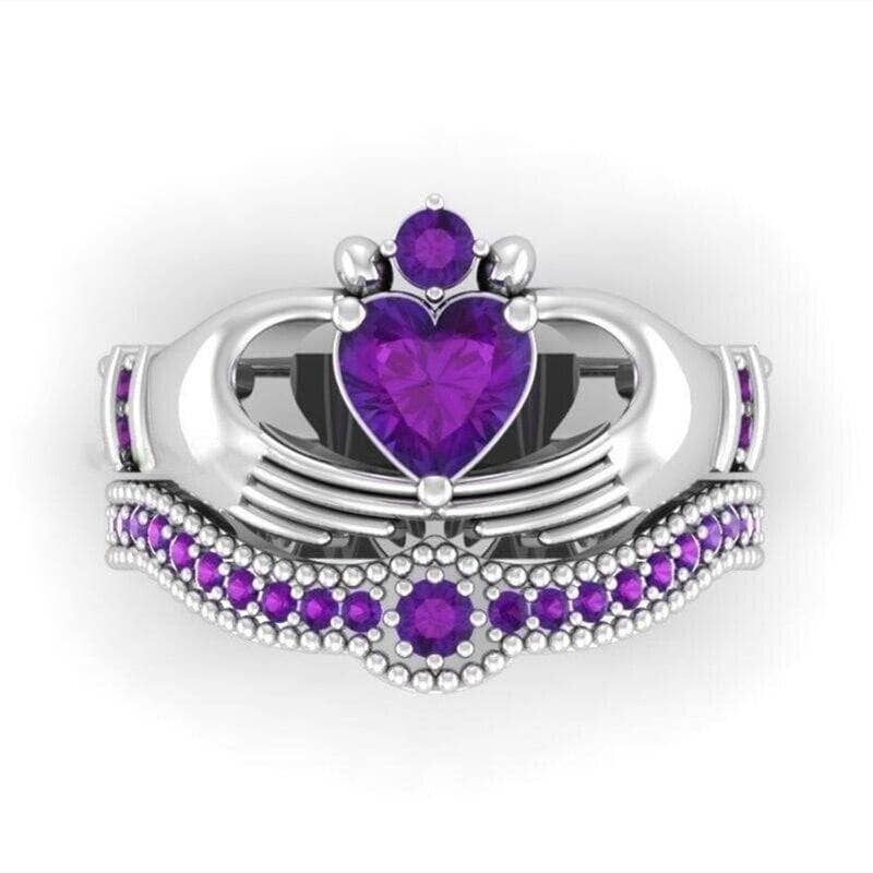 Claddagh Wedding Ring Set in Purple EVN™ Diamond-Black Diamonds New York