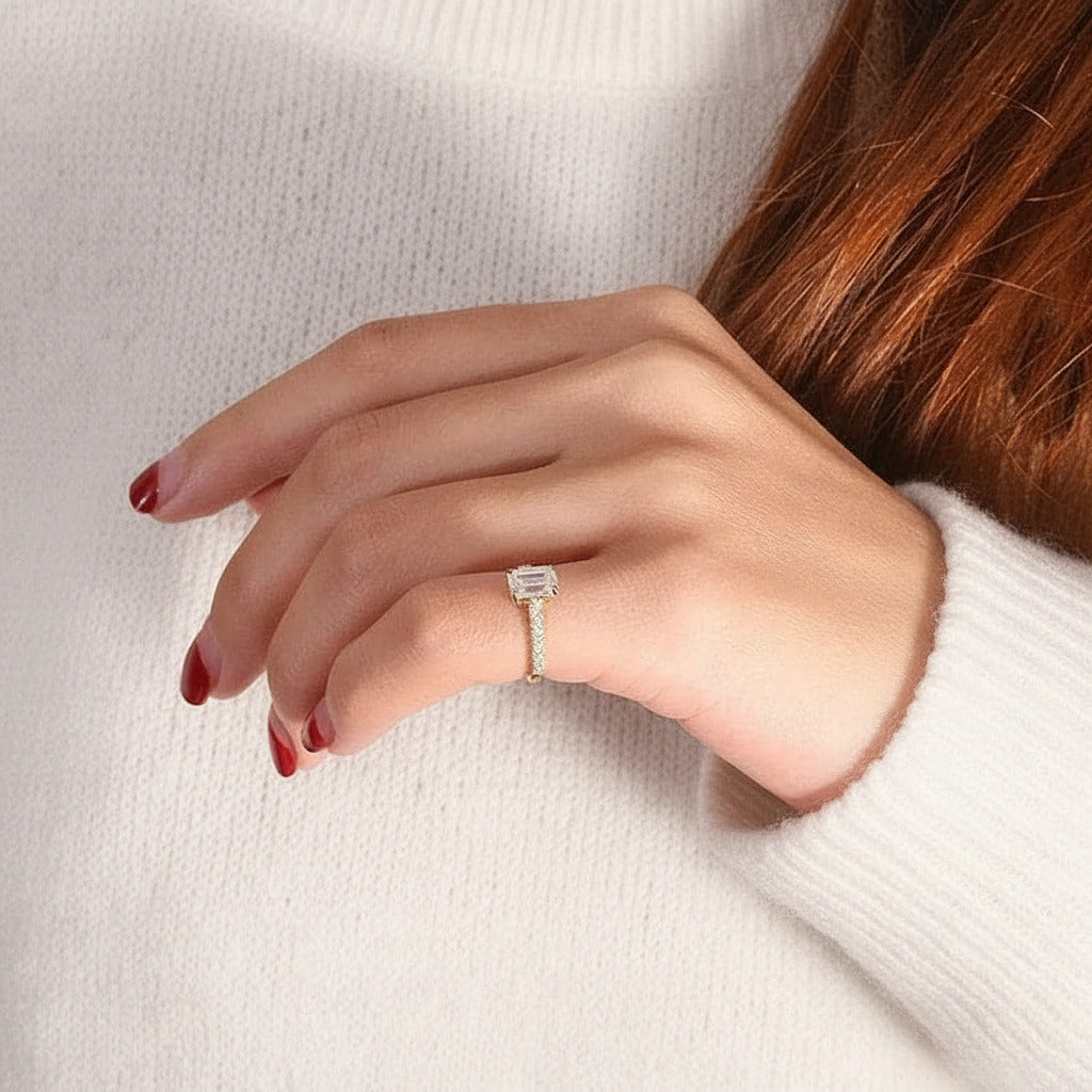 Classic 1.0ct Emerald Cut Diamond Wedding Ring-Black Diamonds New York