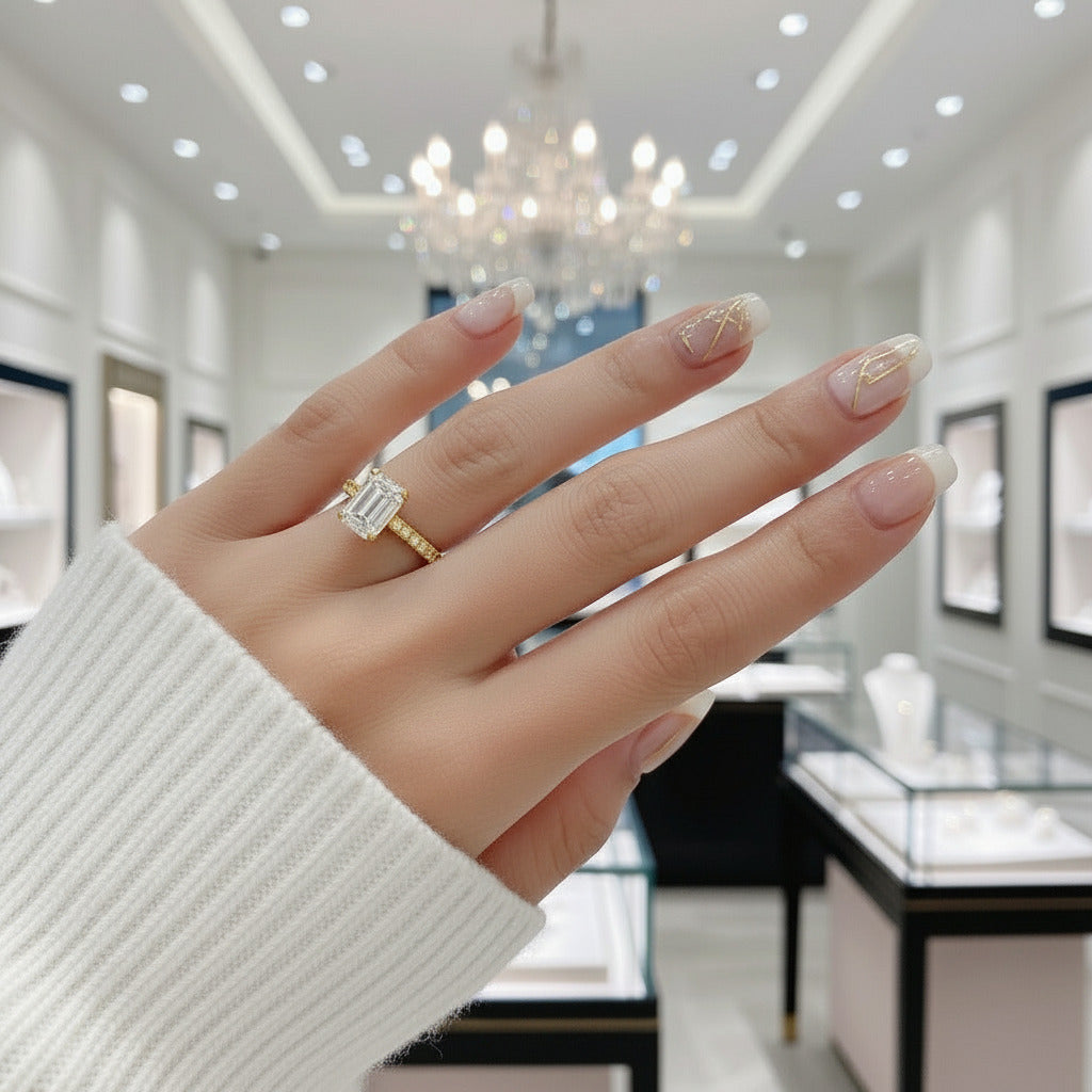 Classic 1.0ct Emerald Cut Diamond Wedding Ring-Black Diamonds New York