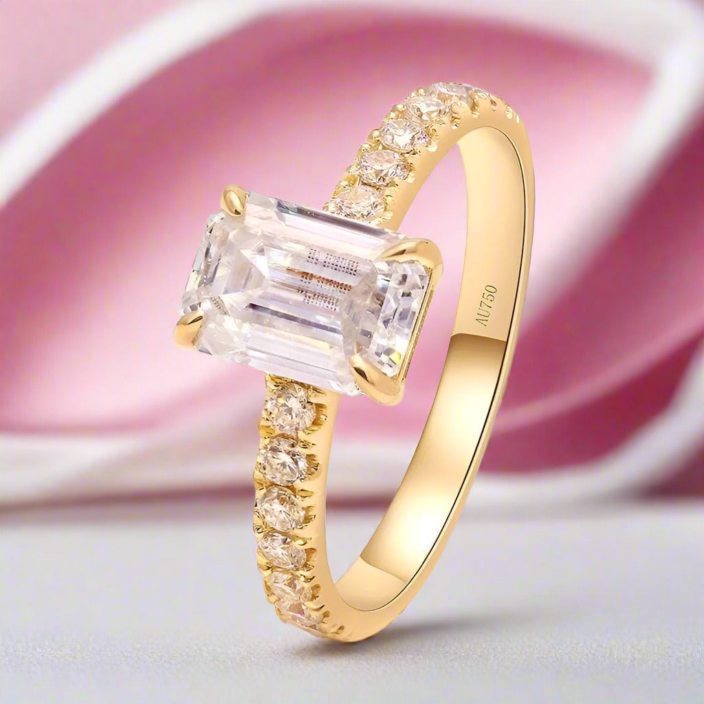 Classic 1.0ct Emerald Cut Diamond Wedding Ring-Black Diamonds New York