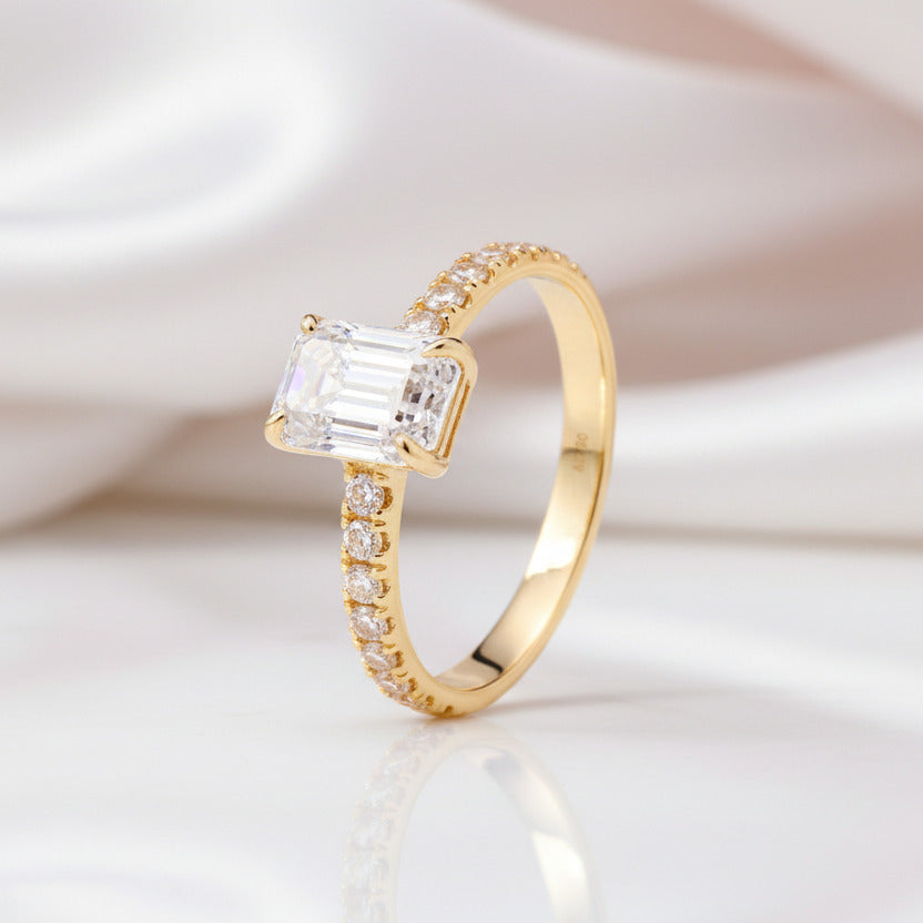 Classic 1.0ct Emerald Cut Diamond Wedding Ring-Black Diamonds New York