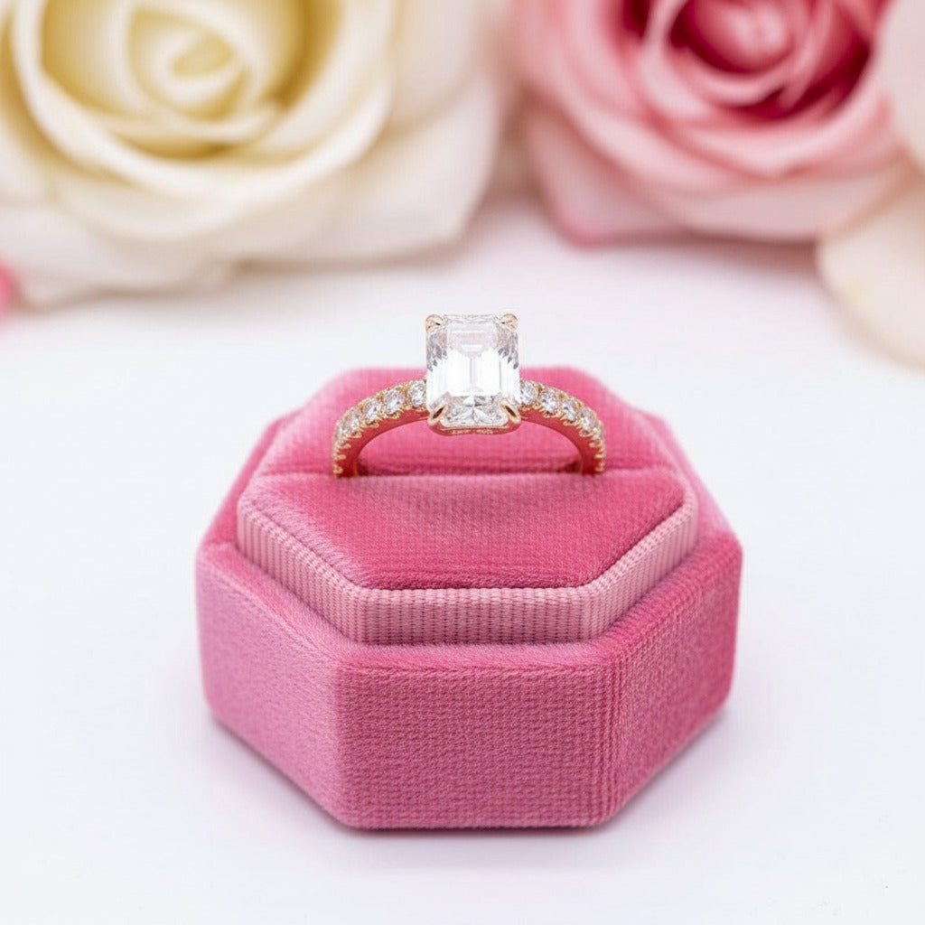 Classic 1.0ct Emerald Cut Diamond Wedding Ring-Black Diamonds New York