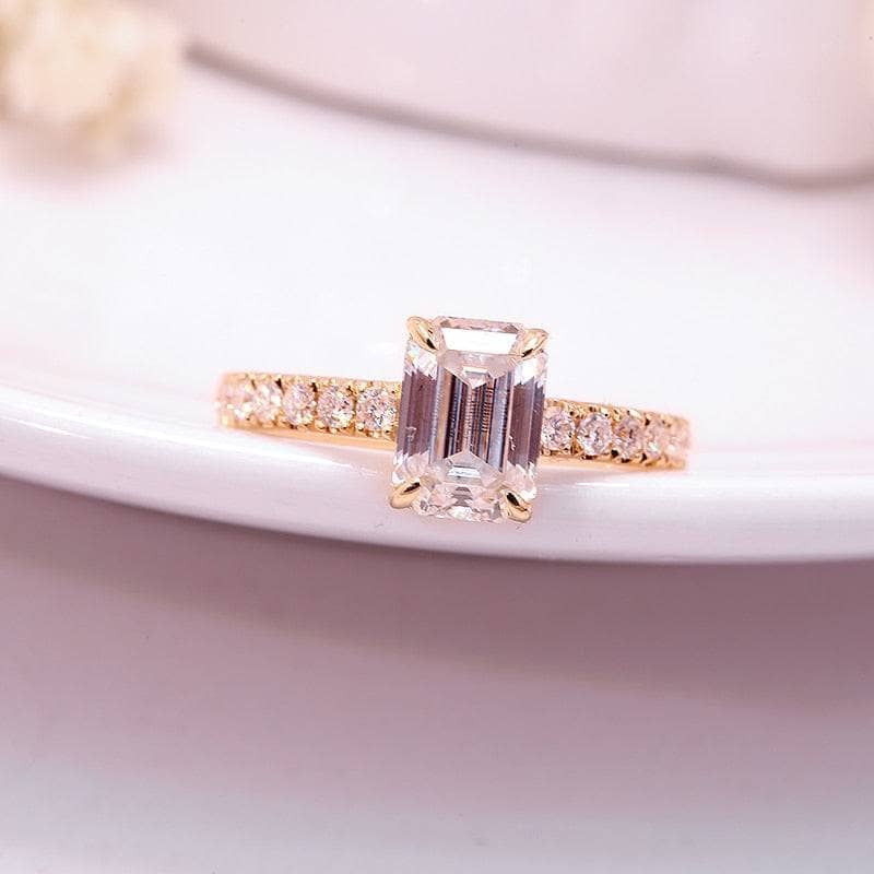 Classic 1.0ct Emerald Cut Diamond Wedding Ring-Black Diamonds New York