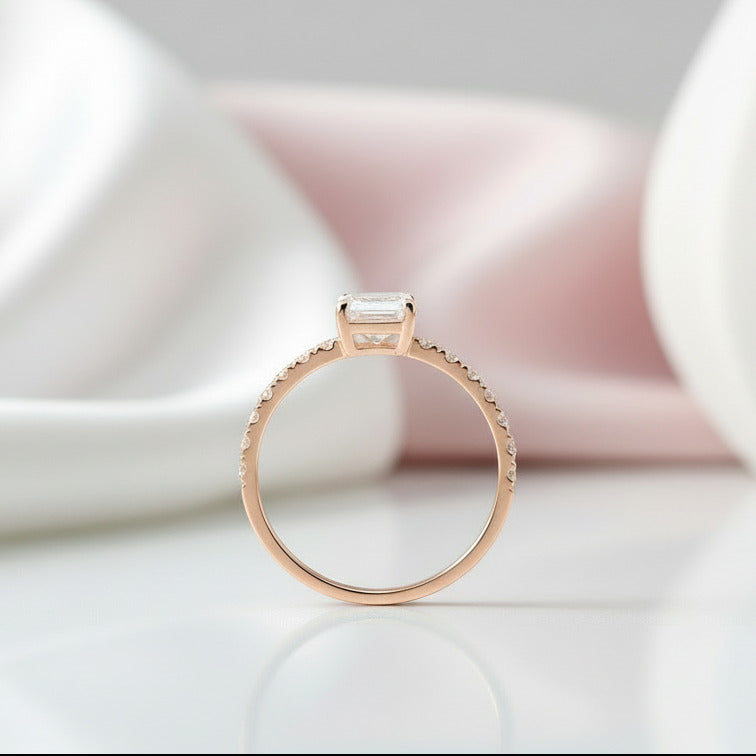 Classic 1.0ct Emerald Cut Diamond Wedding Ring-Black Diamonds New York