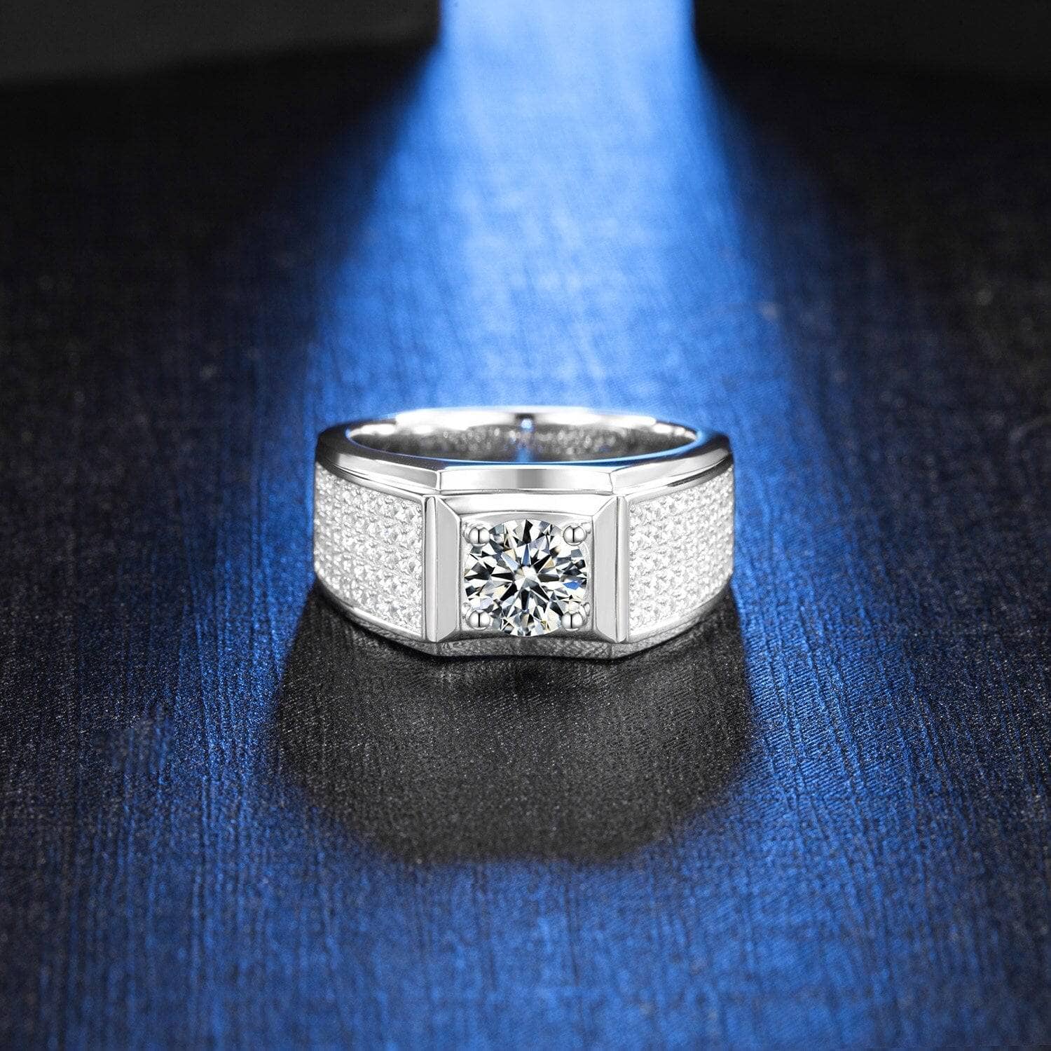 Classic 1.0Ct Moissanite Diamond Men's Wedding Ring-Black Diamonds New York
