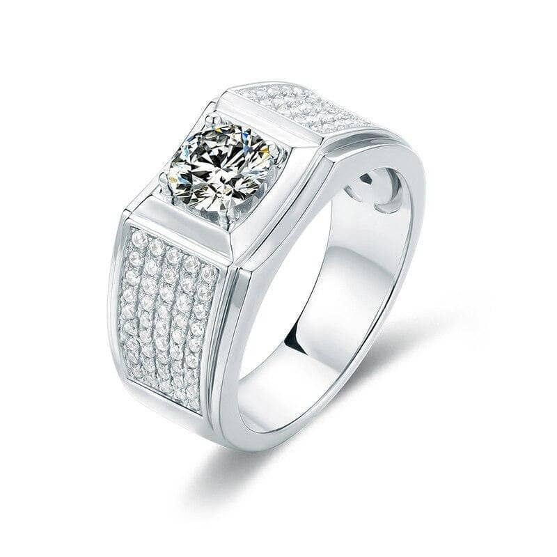 Classic 1.0Ct Moissanite Diamond Men's Wedding Ring-Black Diamonds New York