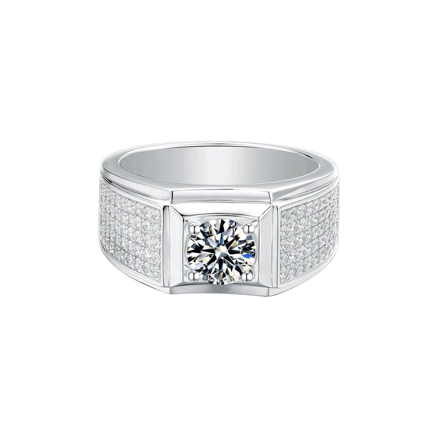 Classic 1.0Ct Moissanite Diamond Men's Wedding Ring - Black Diamonds New York