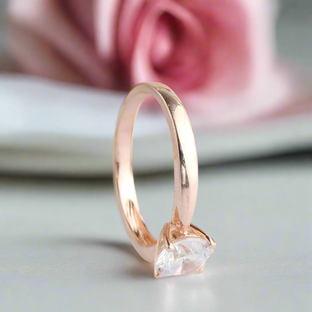 Classic 14k Gold 1ct Diamond 4 Prong Solitaire Ring-Black Diamonds New York