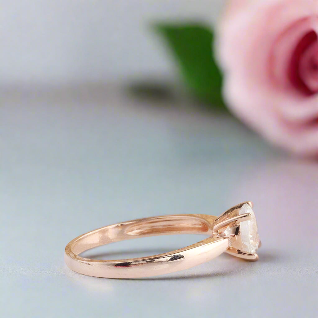 Classic 14k Gold 1ct Diamond 4 Prong Solitaire Ring-Black Diamonds New York