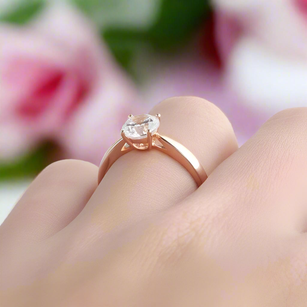 Classic 14k Gold 1ct Diamond 4 Prong Solitaire Ring-Black Diamonds New York