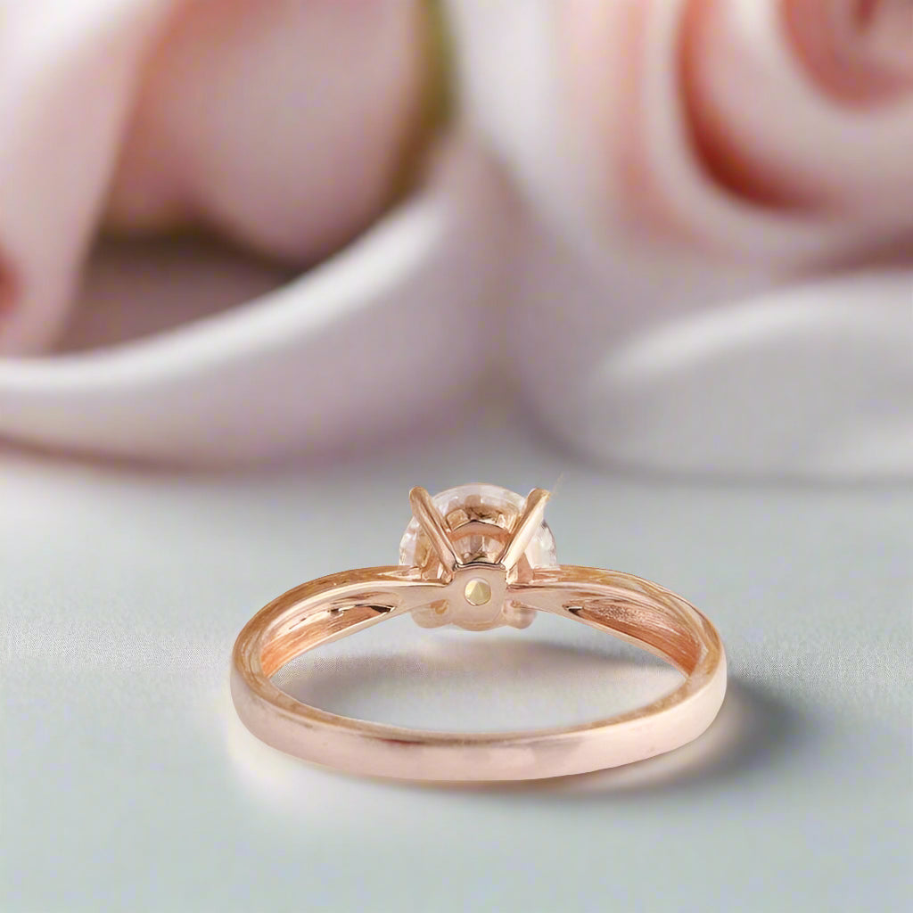 Classic 14k Gold 1ct Diamond 4 Prong Solitaire Ring-Black Diamonds New York