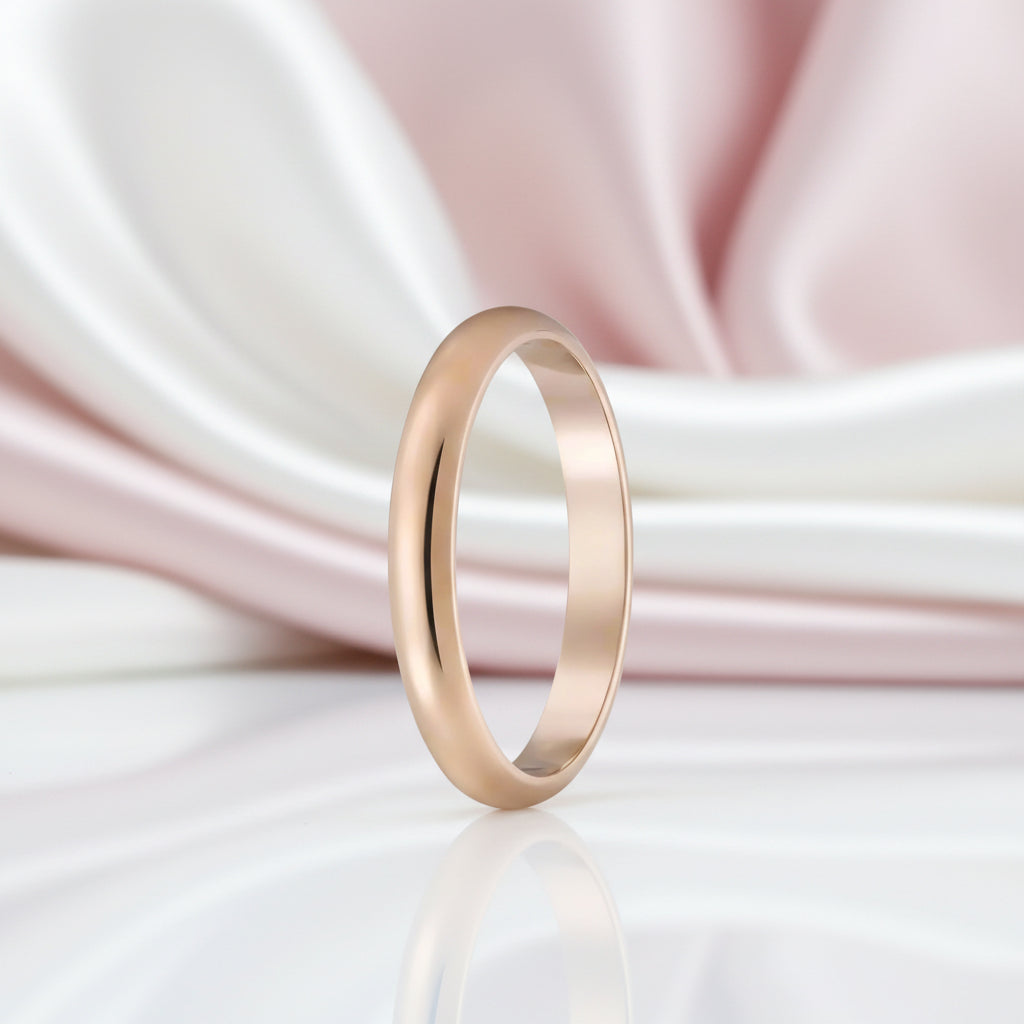 Classic 14k Rose Gold 2.5mm Wedding Band-Black Diamonds New York
