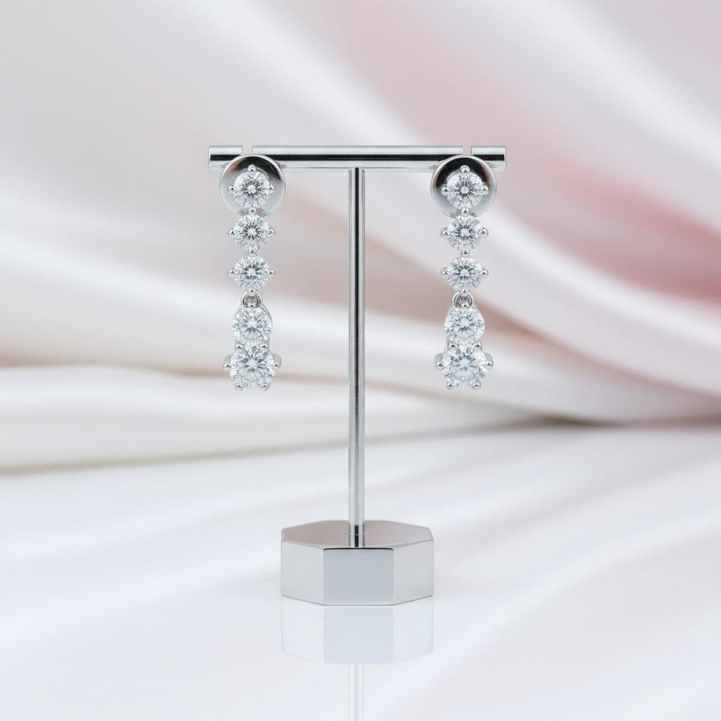 Classic 14k White Gold Diamond Option Drop Earrings-Black Diamonds New York