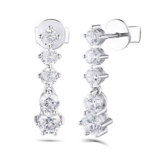 Classic 14k White Gold Diamond Drop Earrings-Black Diamonds New York