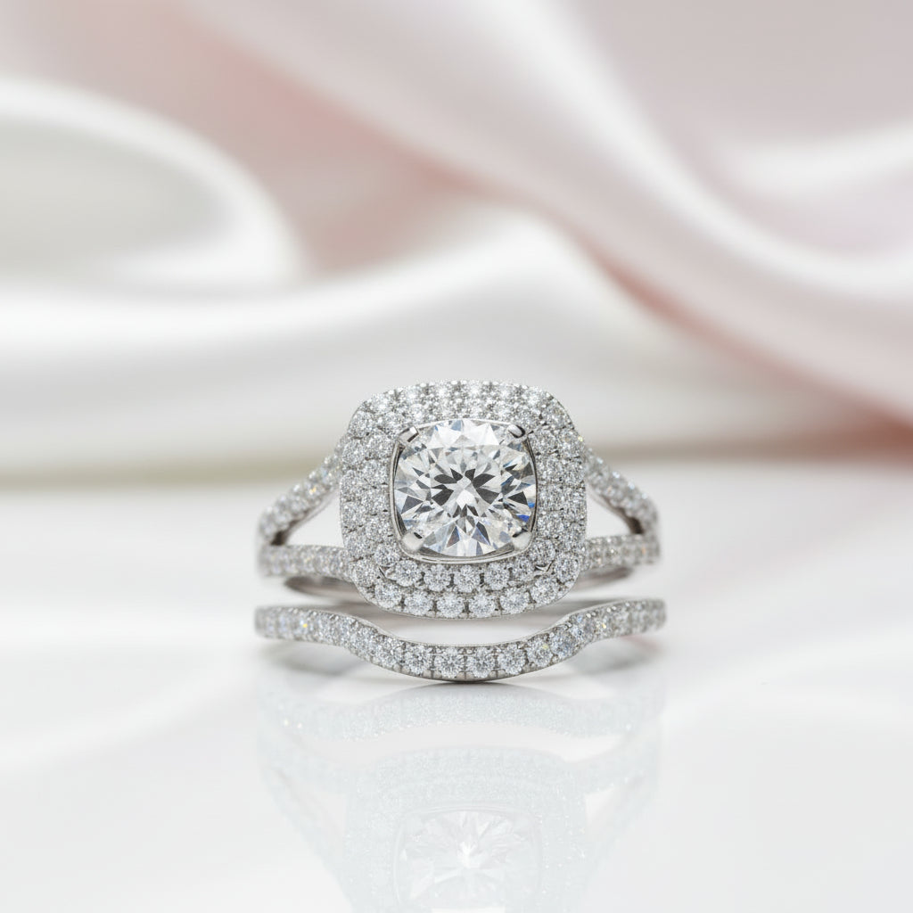 Classic 1ct Diamond Option Wedding Ring Set-Black Diamonds New York