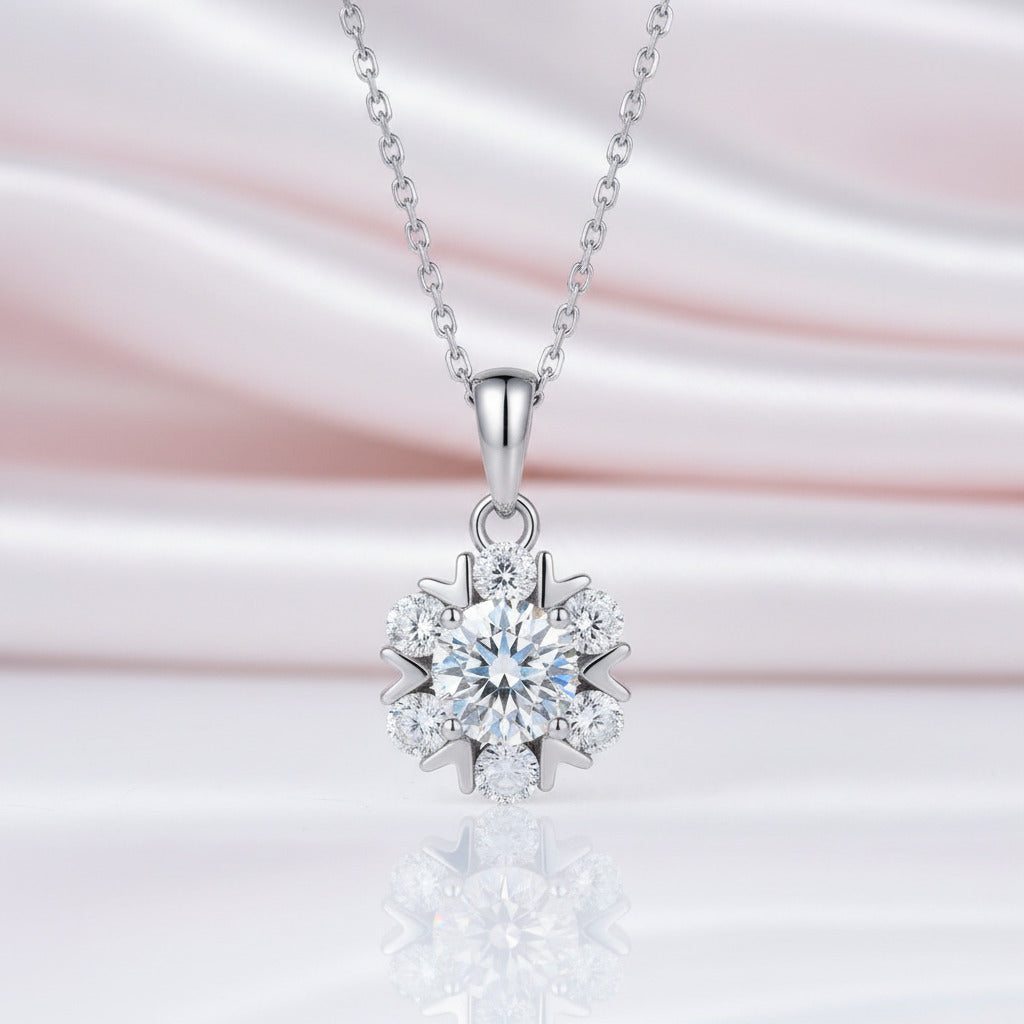 Classic 1.0 Ct Diamond Option Pendant Snowflake Necklace-Black Diamonds New York