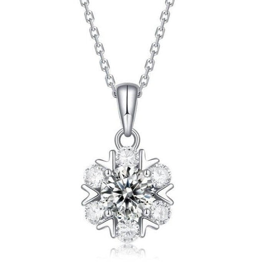 Classic 1ct Diamond Pendant Snowflake Necklace-Black Diamonds New York