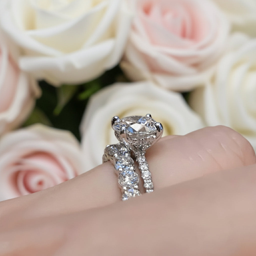 Classic 2.0 Carat Round Cut Wedding Ring Set-Black Diamonds New York