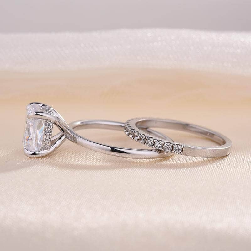 Classic 3.0 Carat Cushion Cut Bridal Ring Set - Black Diamonds New York