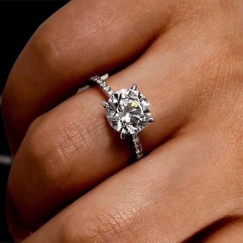 Classic 4 Prong Round Cut Sona Simulated Diamond Bridal Set-Black Diamonds New York