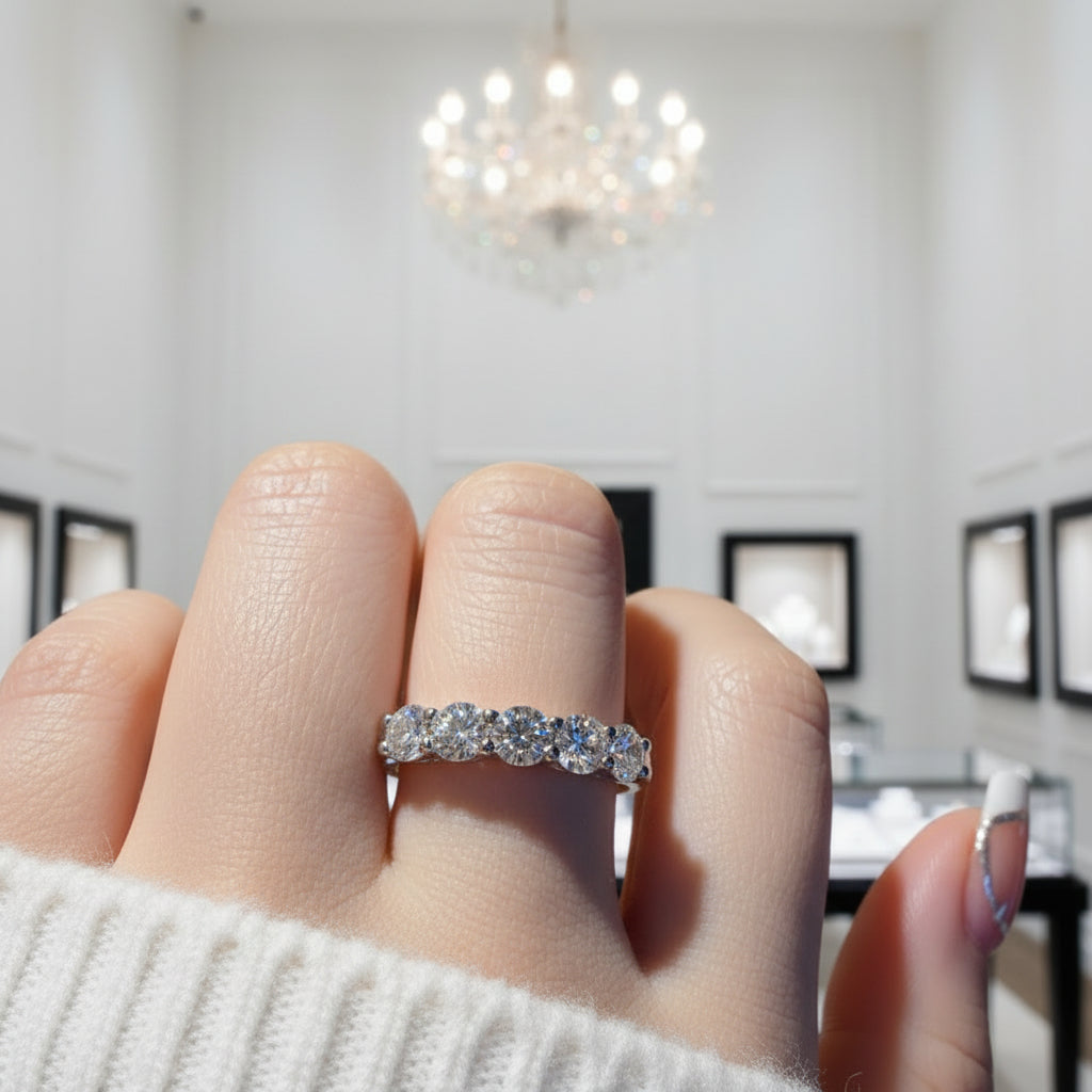 Classic 4mm Round Diamond Option Wedding Band-Black Diamonds New York