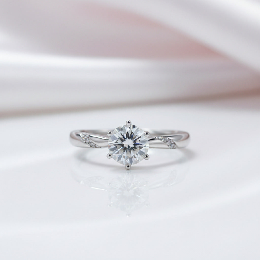 Classic 6 Prong 1ct Round Cut Diamond Option Anniversary Ring-Black Diamonds New York