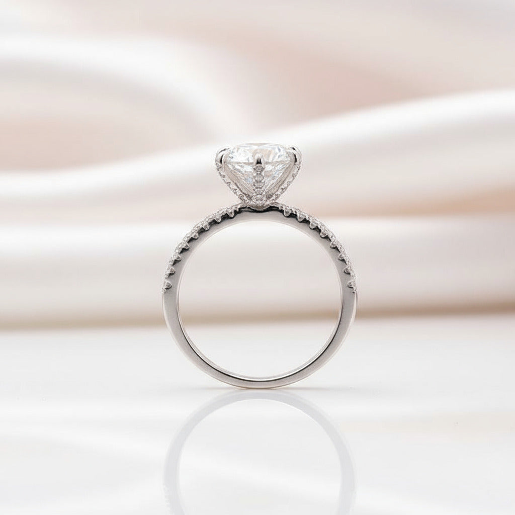 Classic 6 Prong Round Cut Diamond Engagement Ring-Black Diamonds New York