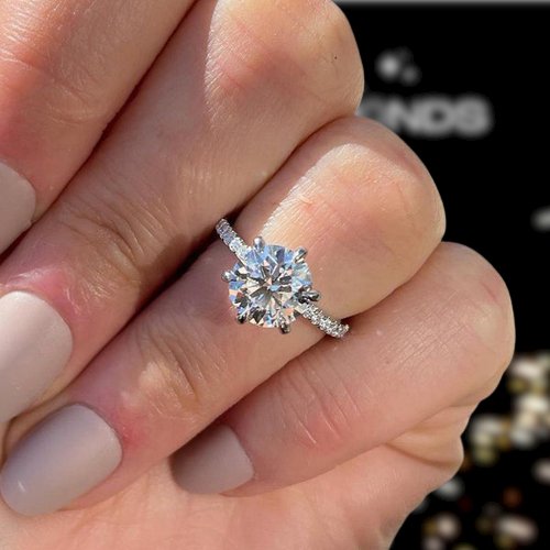 Classic 6 Prong Round Cut Diamonds Engagement Ring-Black Diamonds New York