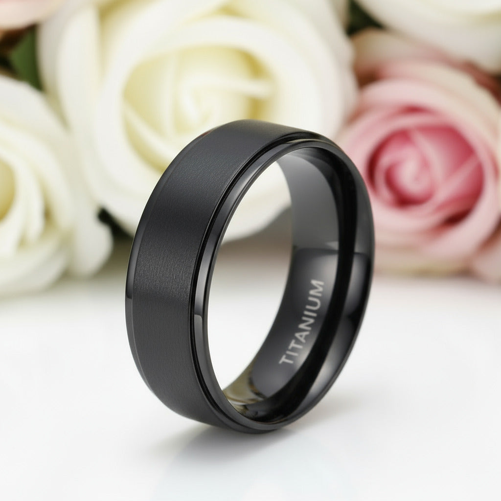 Black Titanium Men's Wedding Band-Black Diamonds New York