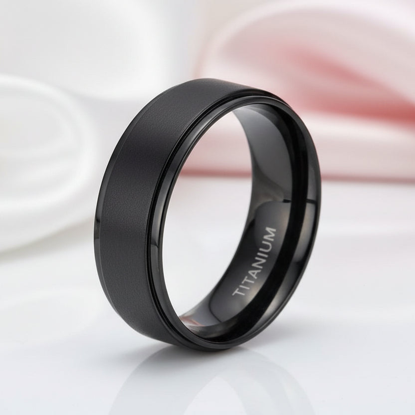 Black Titanium Men's Wedding Band-Black Diamonds New York