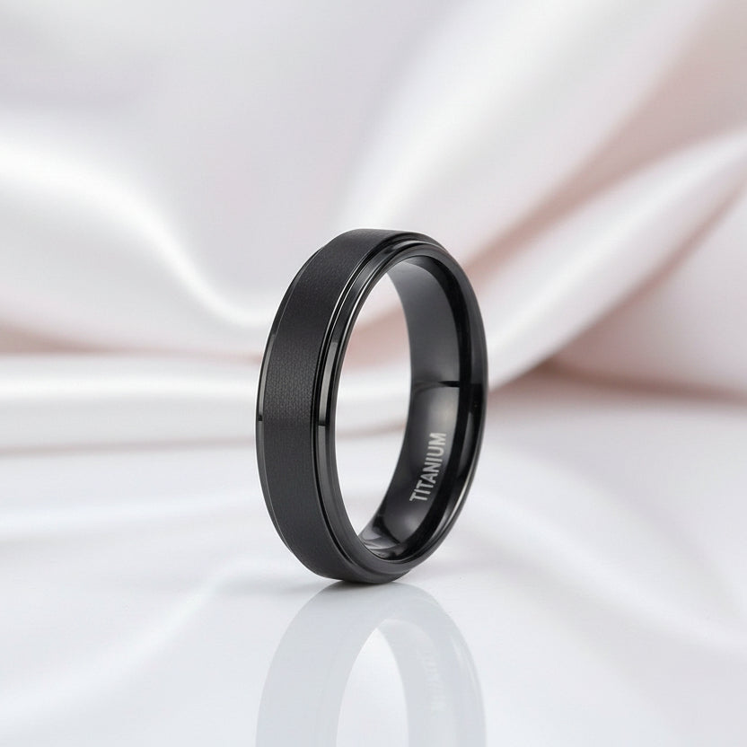 Black Titanium Men's Wedding Band-Black Diamonds New York