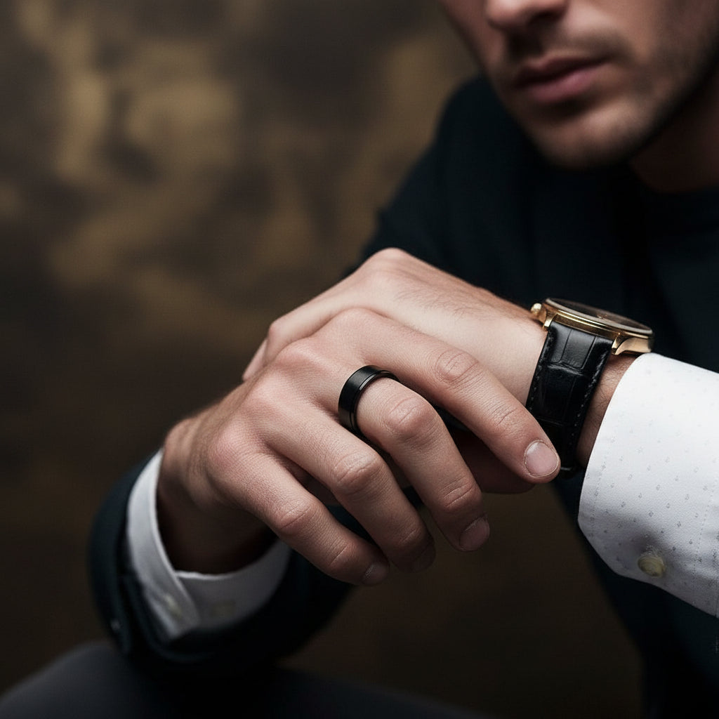 Black Titanium Men's Wedding Band-Black Diamonds New York