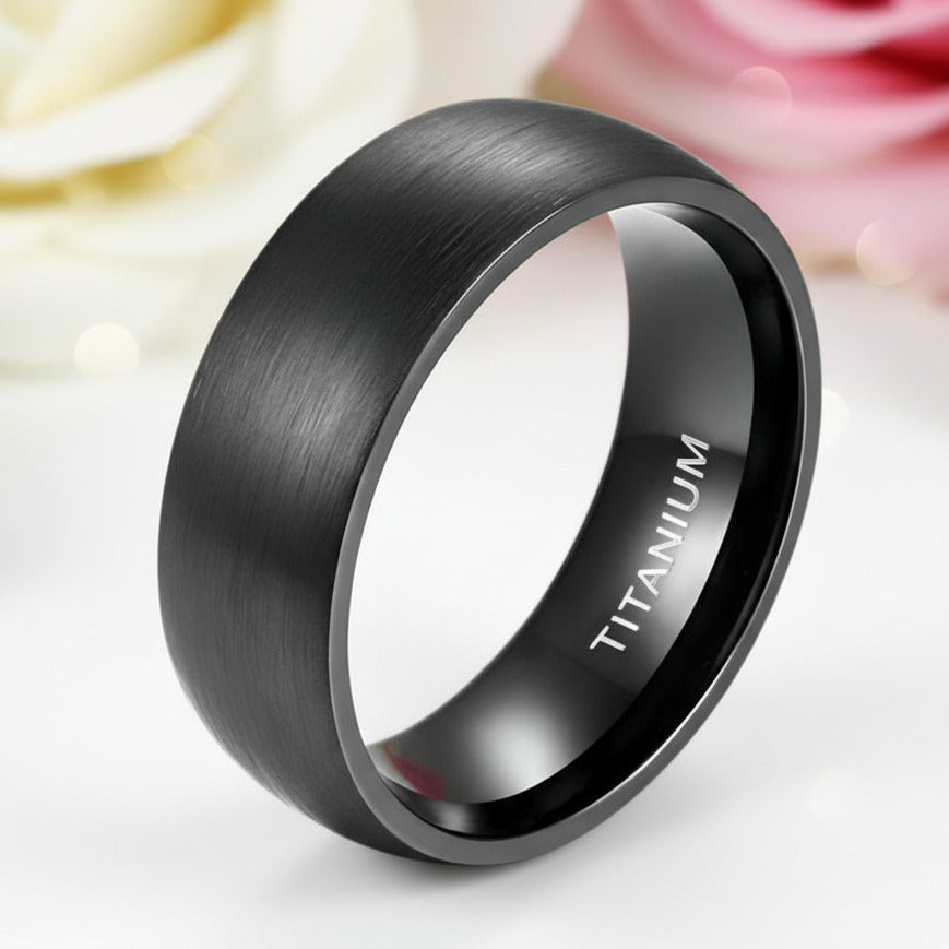 Classic Black Titanium Men's Wedding Band-Black Diamonds New York