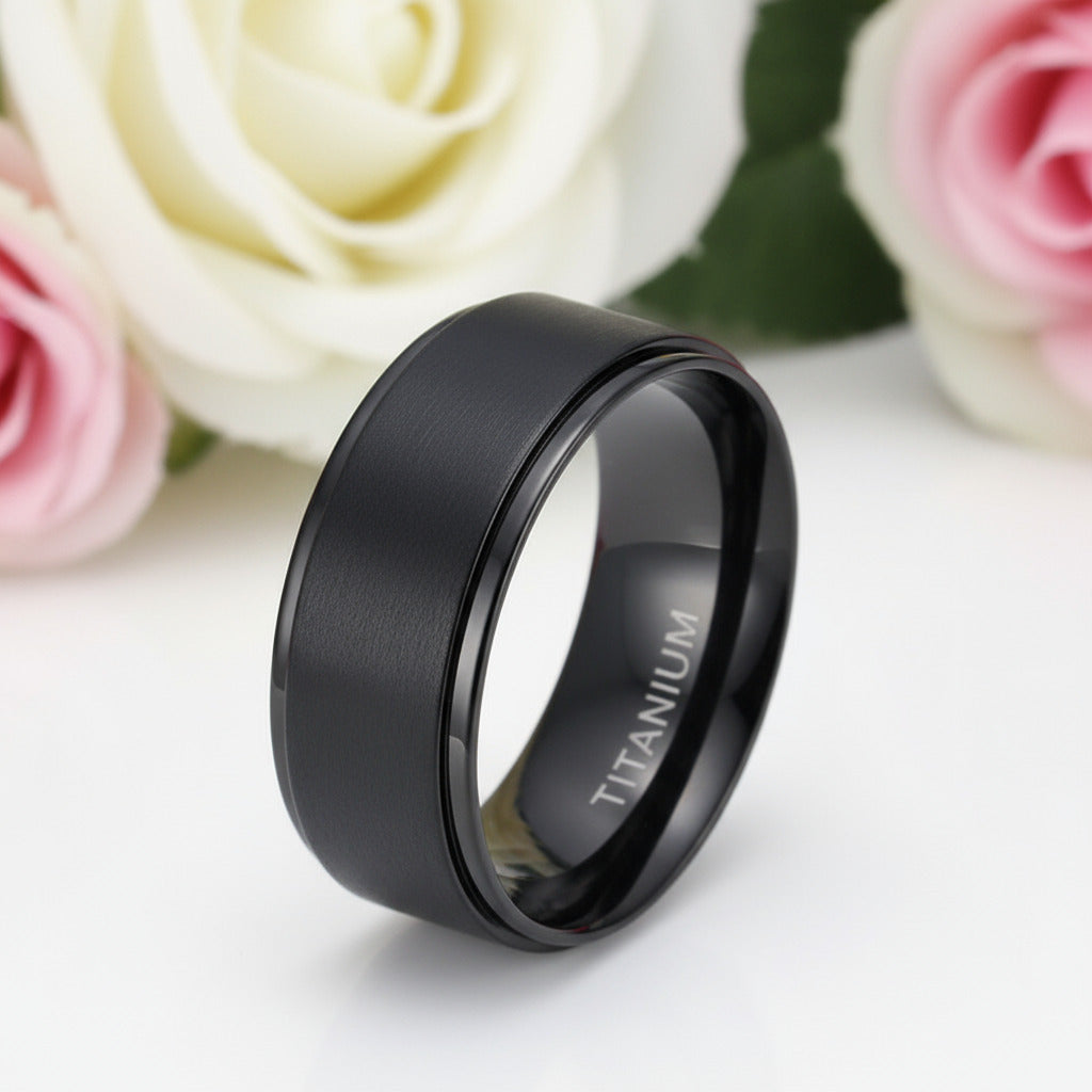 Black Titanium Men's Wedding Band-Black Diamonds New York