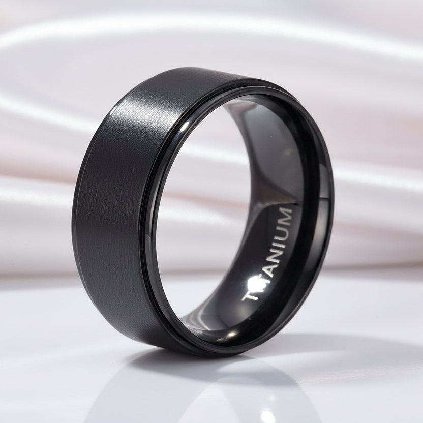 Black Titanium Men's Wedding Band-Black Diamonds New York