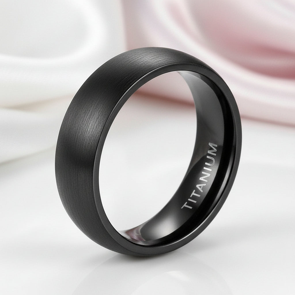Classic Black Titanium Men's Wedding Band-Black Diamonds New York